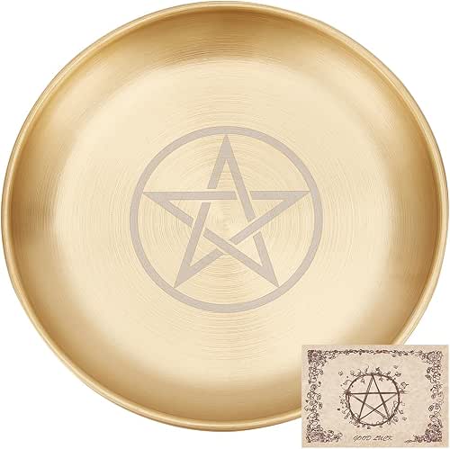 CREATCABIN Pentagram Altar Star Tarot Plate Ritual Burning Candle Holder