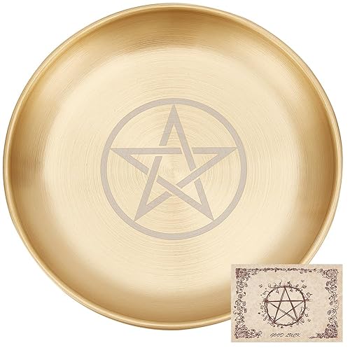 CREATCABIN Pentagram Altar Star Tarot Plate Ritual Burning Candle Holder