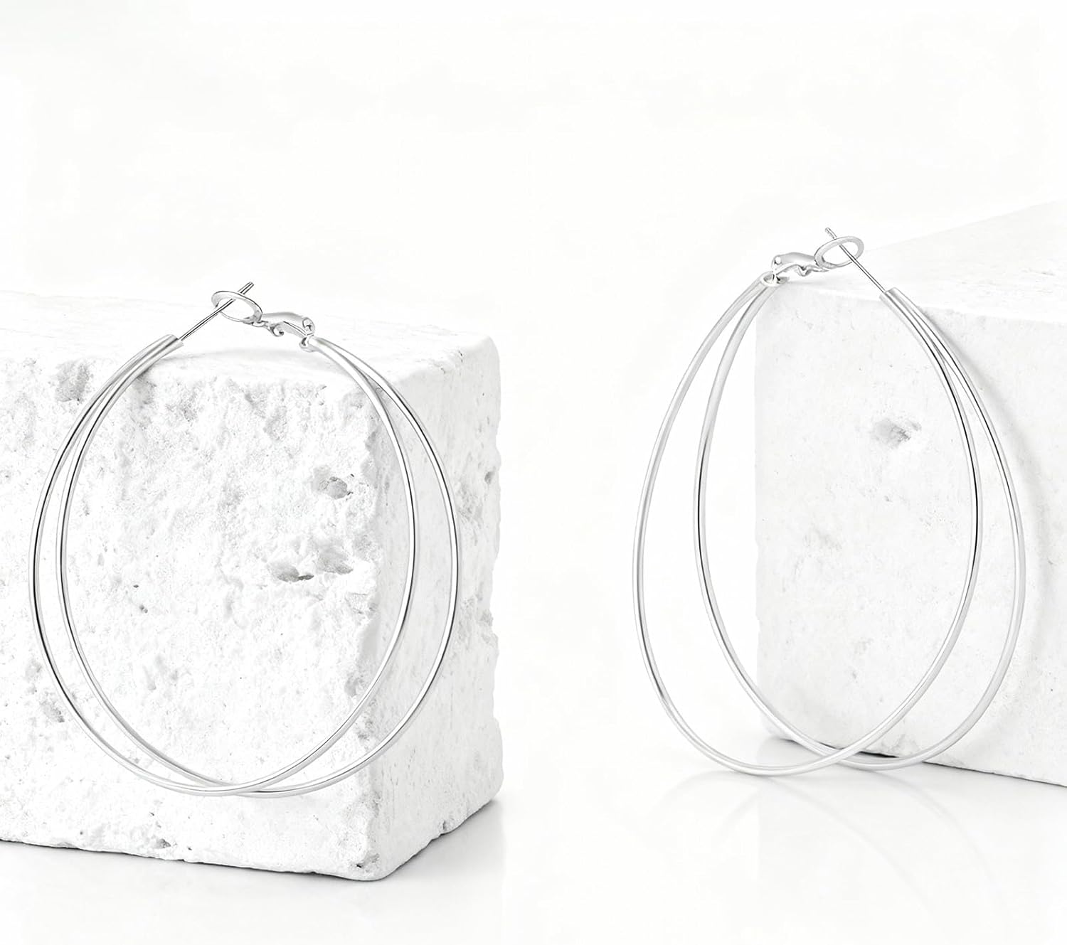 Double Hoop Earrings Large Silver Hoop Earrings Big Hoops Earring for Women Trendy Jewelry Gifts - Image 7