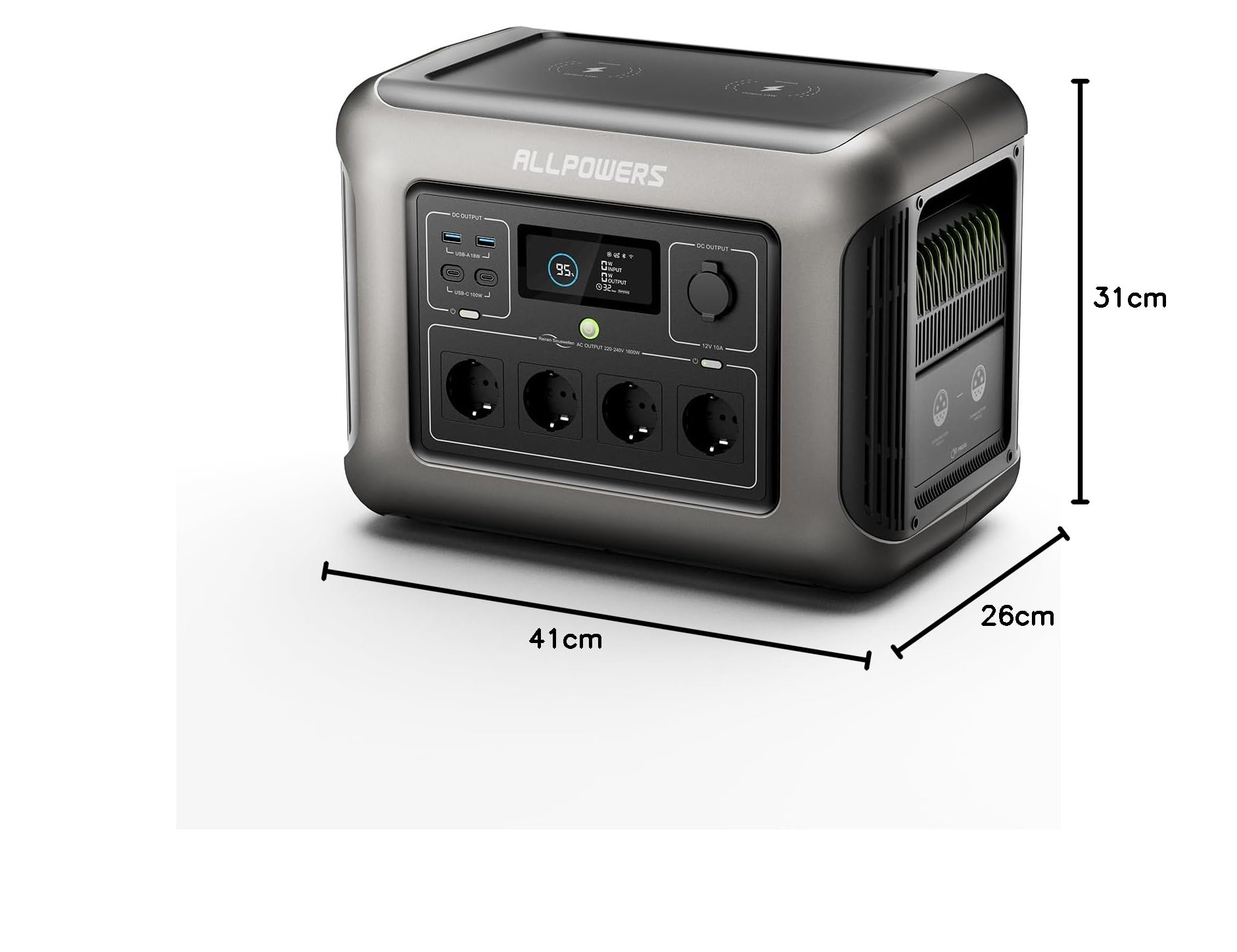 ALLPOWERS R1500 Generator solarny 1152 WH, przenośna stacja zasilania, 4 x 230 V, 1800 W wyjście AC i PD 100 W USB-C, szybkie ładowanie, mobilne zasilanie do przyczep kempingowych i jako awaryjny