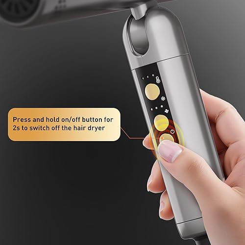 Miniatura 6 de QUICO - Secador de pelo de doble voltaje global de 120-240 V para mujeres, 5 veces más rápido, 120000 rpm, 500 millones de iones negativos, mini