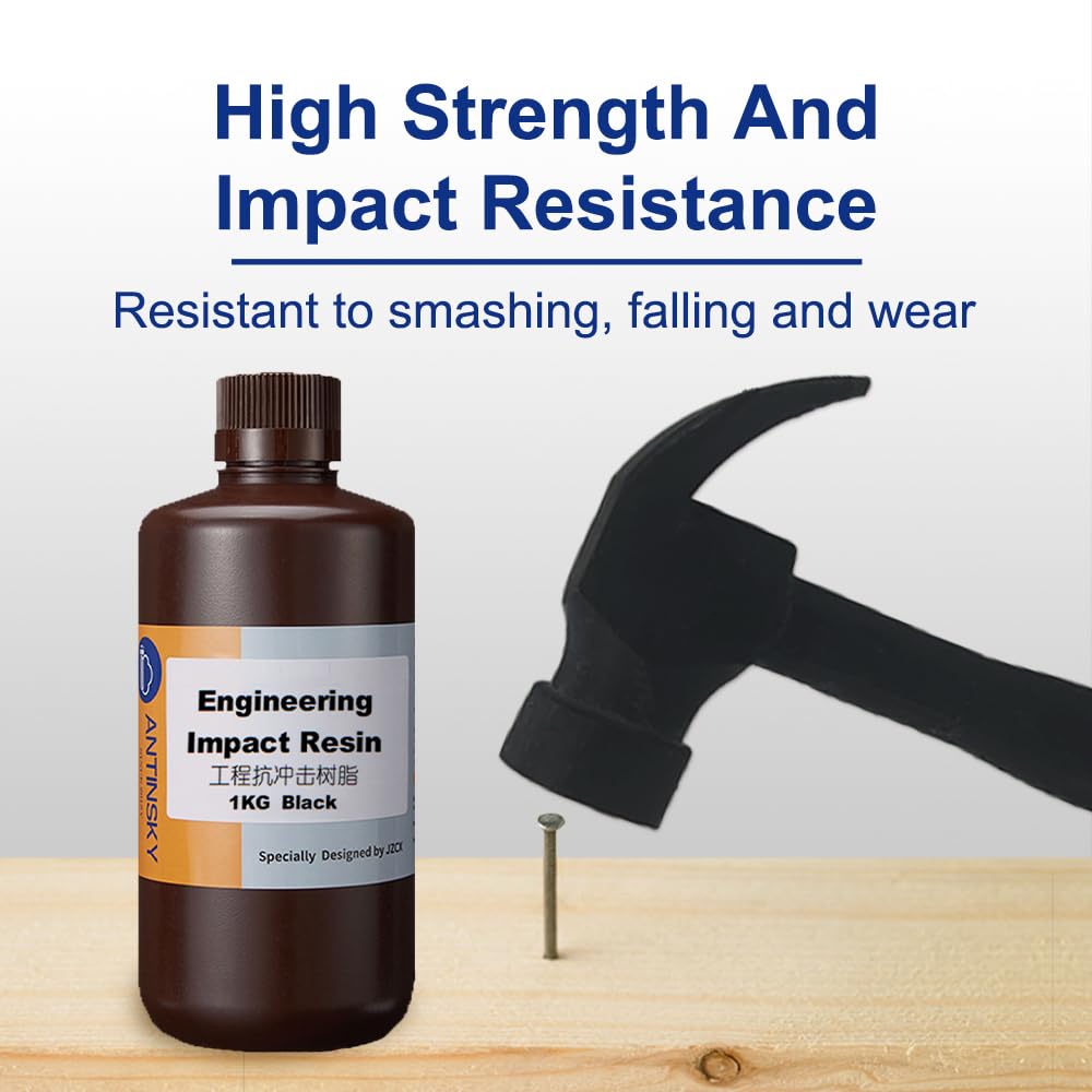 Antinsky Engineering Impact Resin para impresora 3D curado UV a 405nm resistencia al impacto y dureza ultraaltas alta precisión alta resistencia materiales de fábrica de primera calidad negro 1kg
