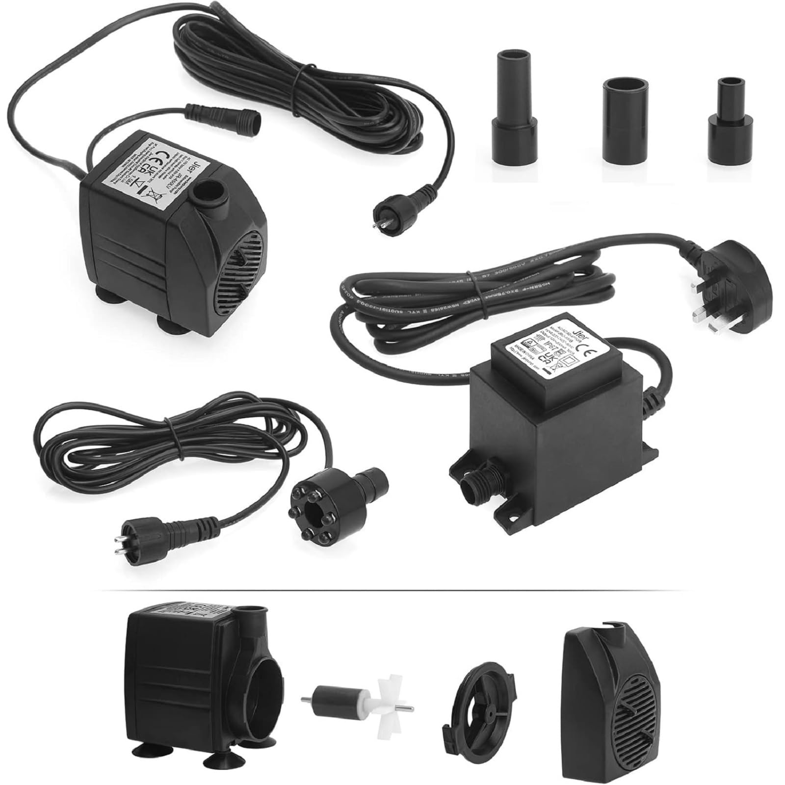 Bomba sumergible para fuente de agua BARST, bomba de fuente de 12V AC 800L/H con cable de alimentación de 10m y anillo de luz LED para acuario, estanque, bebederos de pájaros, tanque de peces JR-800LV