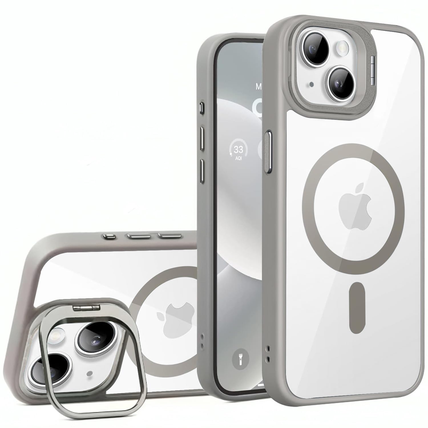 VONZEE iPhone 15 Plus Clear Case with Camera Stand -1