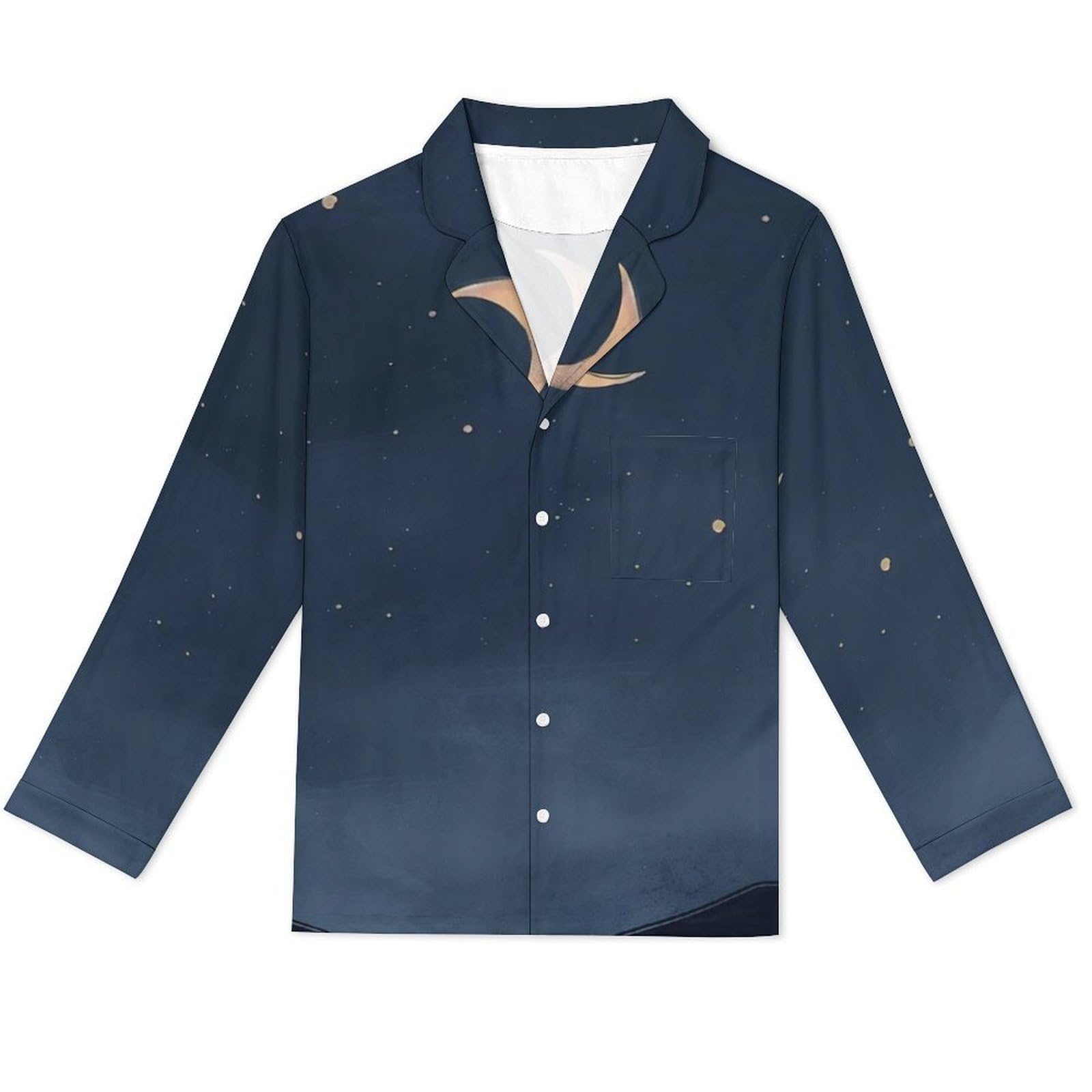 OLEETS Pigiama A Maniche Lunghe da Uomo - Luna E Cielo Stellato Top E Pantaloni in 2 Pezzi Pigiama Casual E Ampio A Maniche Lunghe Morbido Autunnale E Invernale.