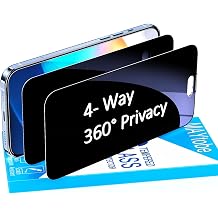 MAYtobe [2-Pack 360 Degree Privacy Screen Protector for iPhone 17 Horizontal and Vertical Private Tempered Glass, 4 Way Anti Spy, No Bubbles, Anti Scratch