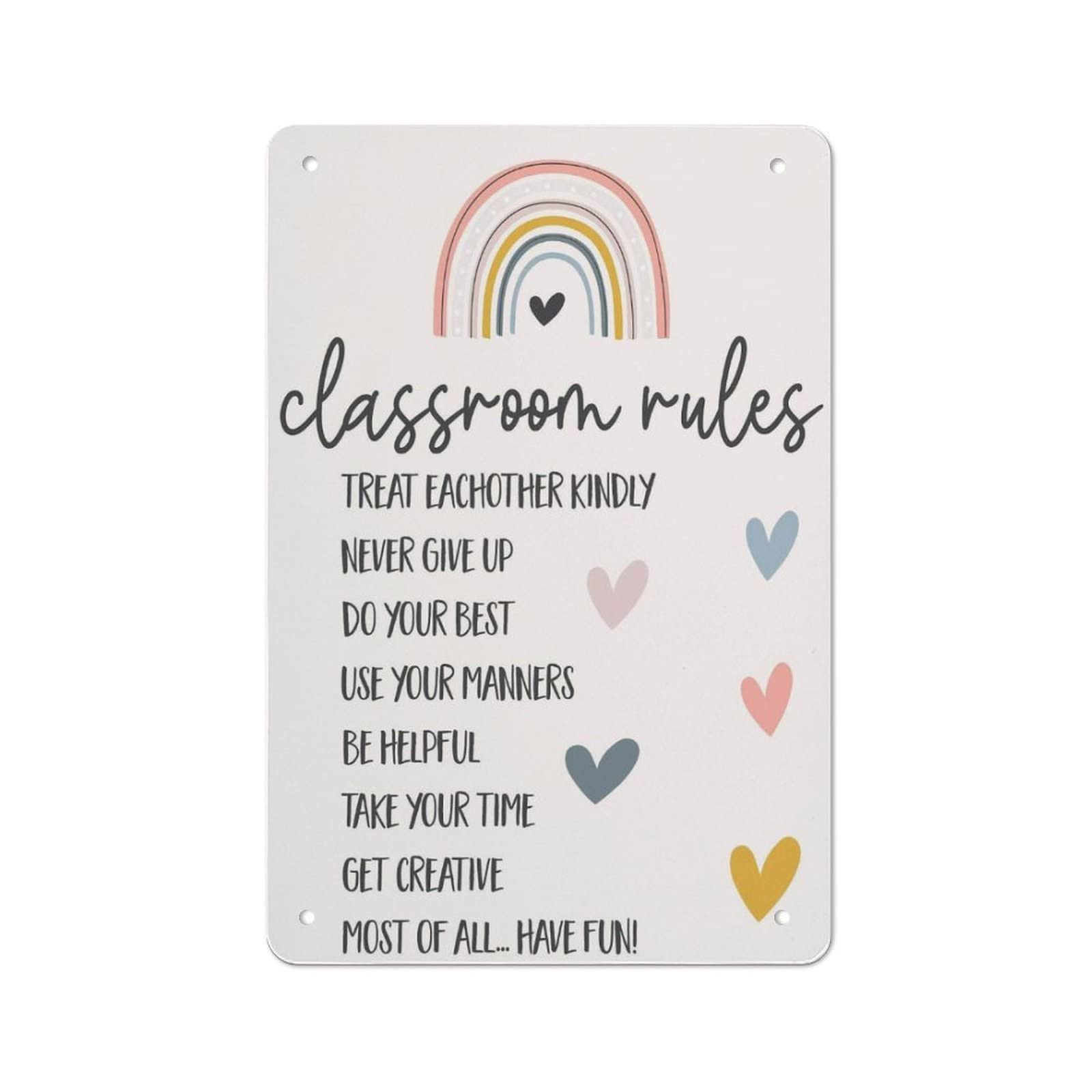 AOOEDM Classroom Rules Vintage Metal Sign Wall Decor Metal Plaque for Cafe Bar Pub Home Beer Retro Poster 12x8 Inch
