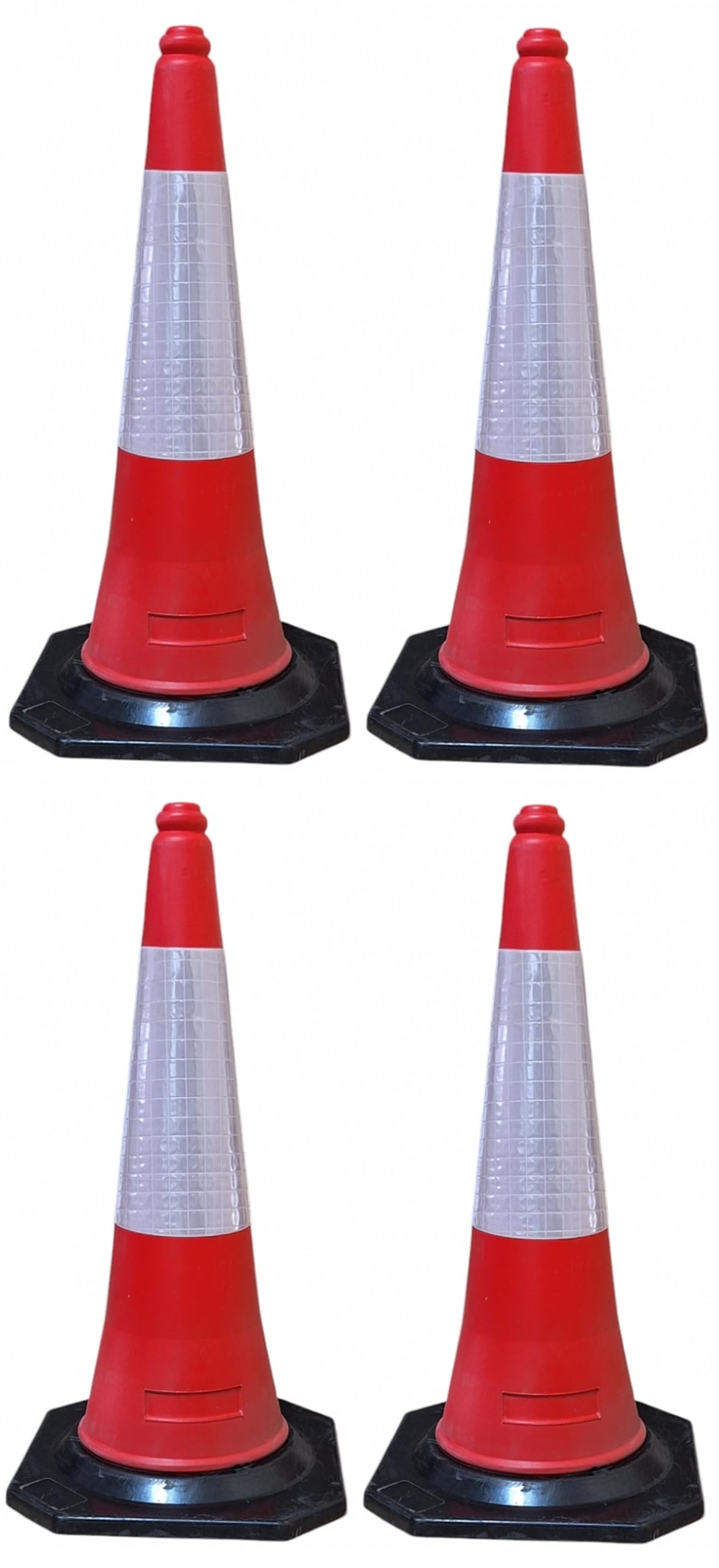 FERRETELIX 4 Unités Cône de Signalisation 75 cm avec Base en Caoutchouc Réfléchissante
