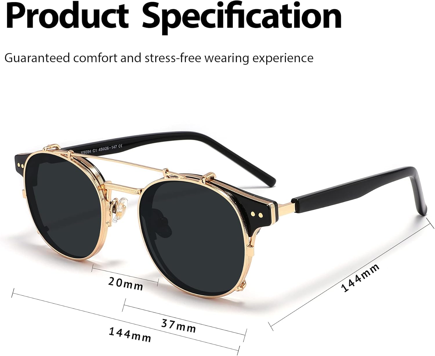 Technigadgets Pedro Steampunk Double Lens Clip On Men Sunglasses Retro Polarized Double Bridge Metal Frame UV 400 Protection - Image 4