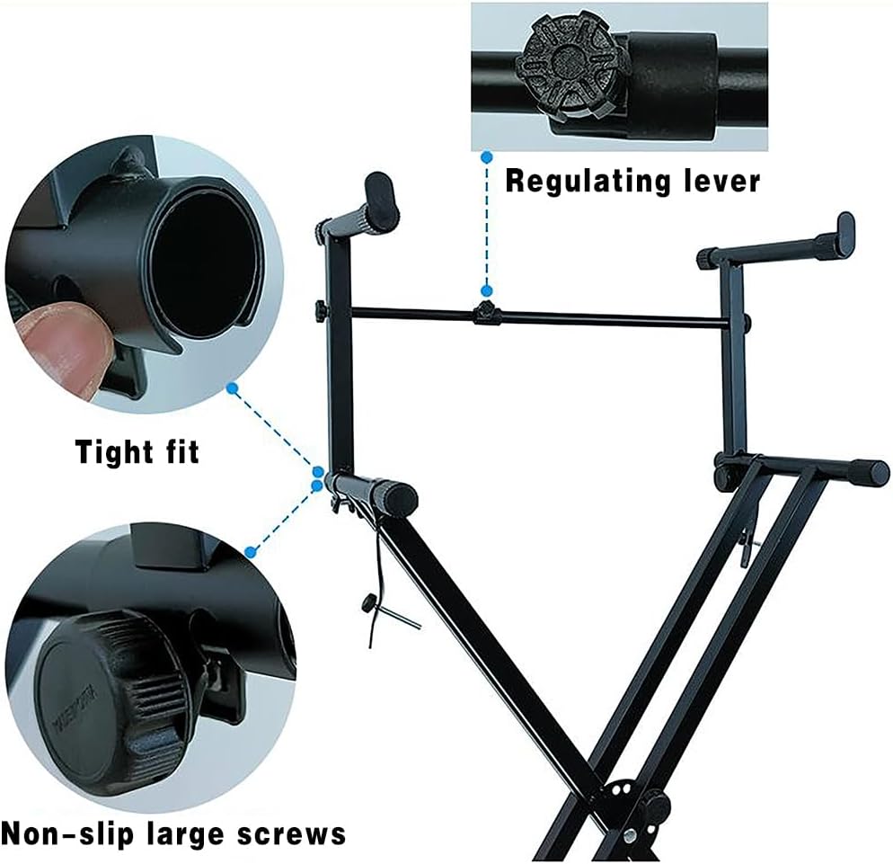 2 Tier Keyboard stand extension Electric Digital Piano Stand keyboard stand tier Adjustable piano stand Metal Black