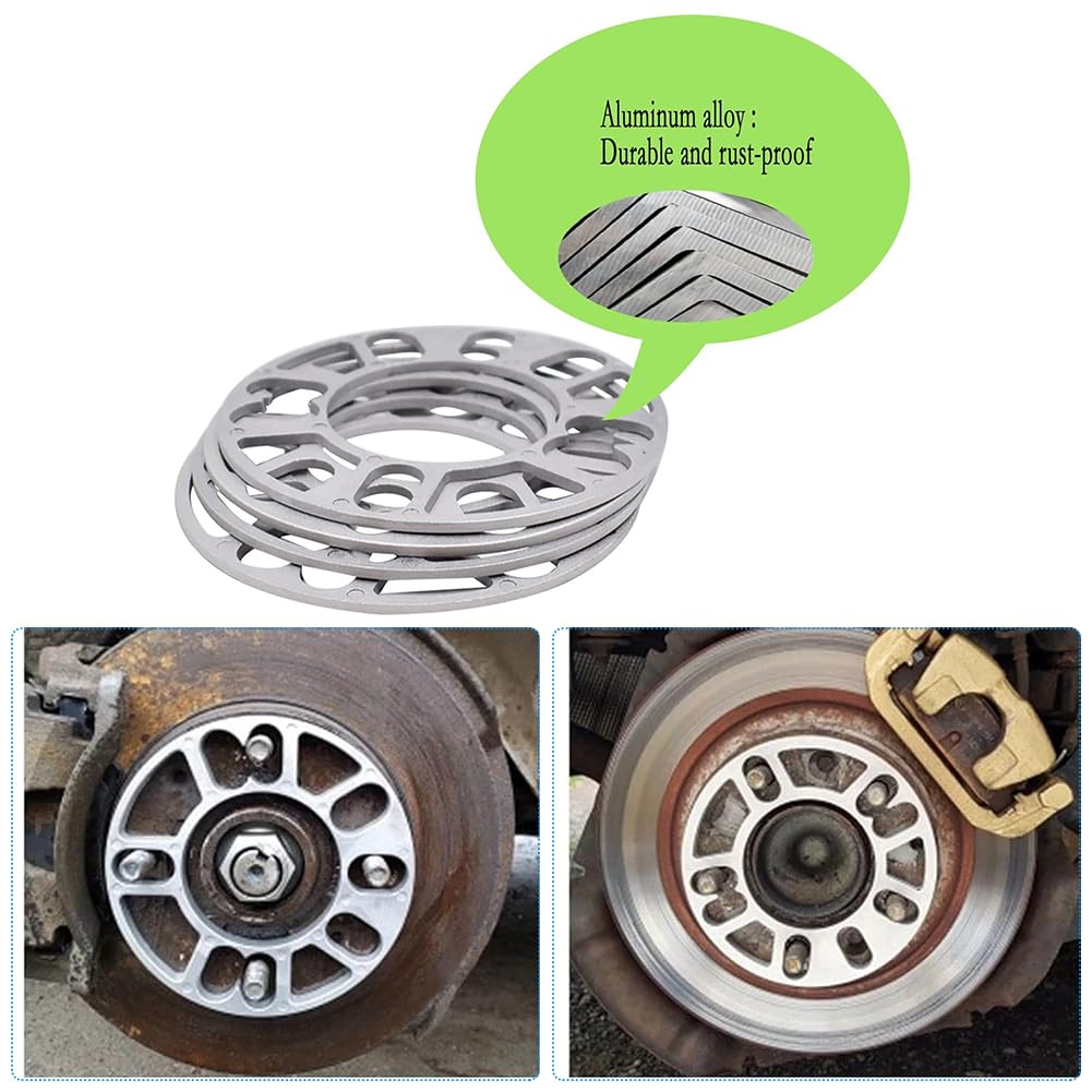4 Pièces Entretoises Universelles pour Jantes pour Véhicule, Cales D'espacement de Roue en Alliage D'aluminium, Entretoises de Roue 5mm, Élargisseurs de Voie, Auto Accessoire