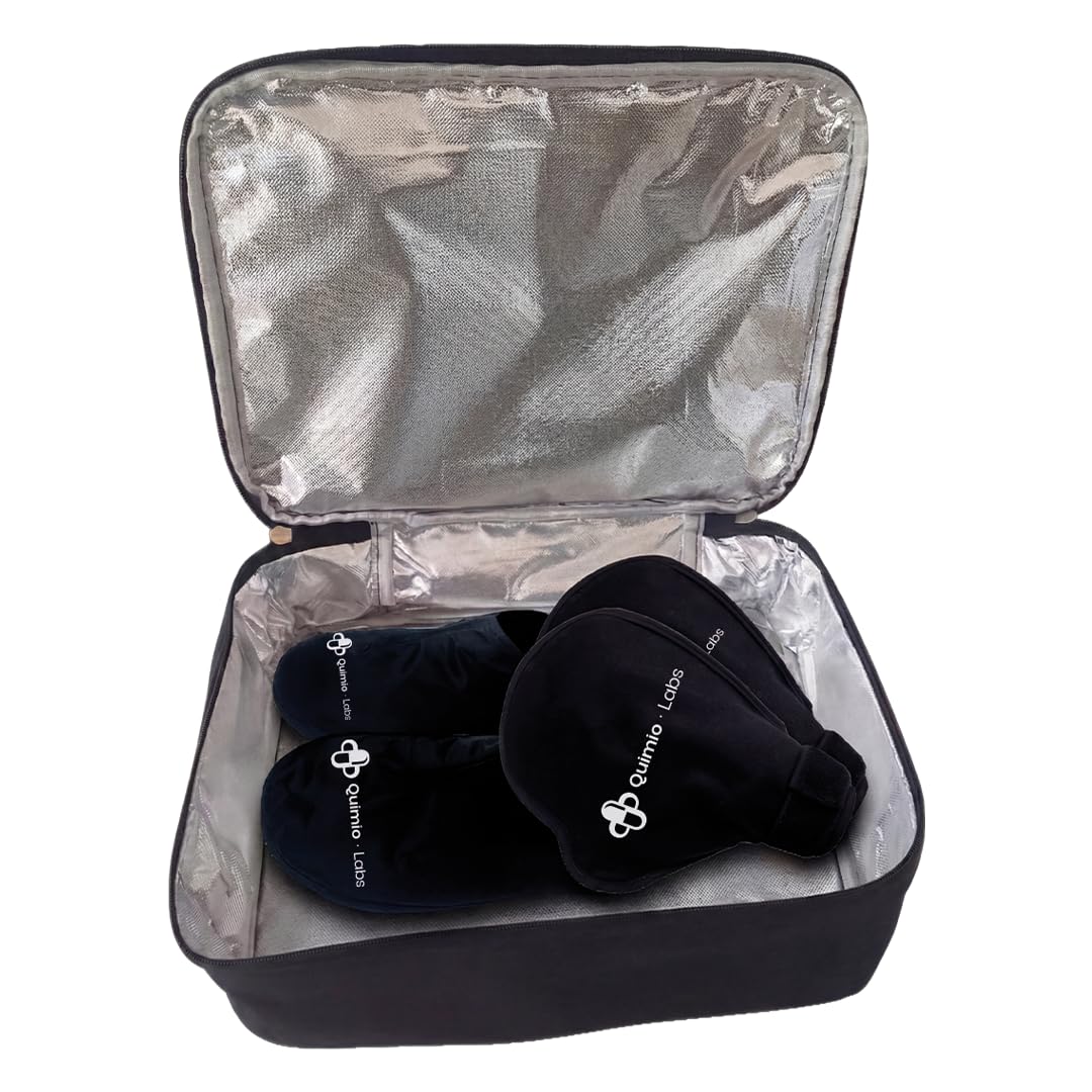 Kit Quimioterapia Guantes y Calcetines de Gel Frío para Manos y Pies | Ayuda a Reducir Molestias y Sensibilidad | Bolsa Isotérmica Incluida | Reutilizable | Negro