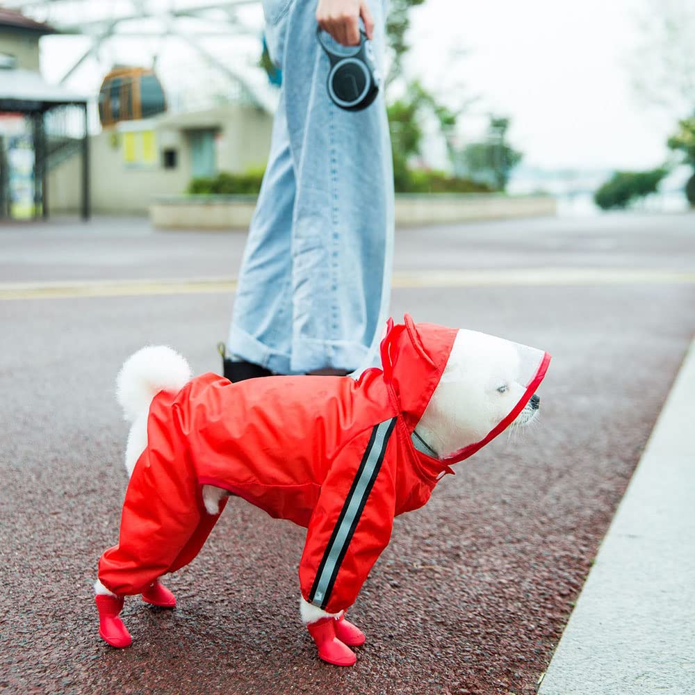 Chubasquero para Perros, Chaqueta Impermeable for Perros pequeños y medianos con Capucha Correa Reflectante, diseño de Abeja, Oso Dinosaurio(Yellow Bear,M)