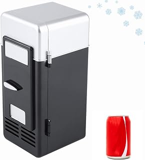 Mini Refrigerador,Refrigerador Pequeño de La Cerveza del Usb,Congelador de Coche Portátil para Bebidas,Latas de Bebidas,Café,Refrigeradores Eléctricos para La Oficina de Viajes del Dormitorio(negro)