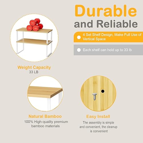 Miniatura 5 de Organizadores de estantes de gabinete, estante grande de encimera de cocina de 15.7 pulgadas, juego de 4 organizadores de despensa de cocina de