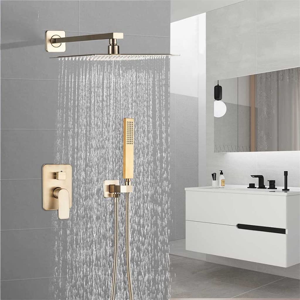 SWENEEN Handheld Showershower System,Gold Shower Mixer Faucet,Swivel Tub Spout,Wall Mounted,Rain Shower Head,Handheld Shower,Shower Faucet,10 Inch