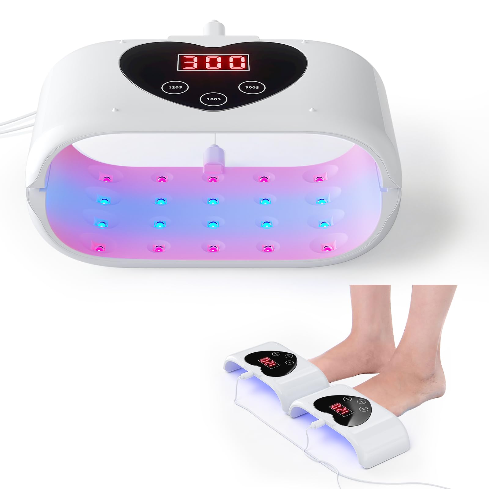 iKeener Diseño Separable Aparato para Hongos Uñas para Todas las Uñas, 80 LEDs 460nm Respirable Luz Azul & 650nm Luz Roja Dispositivo para Uso Doméstico, 120s/180s/300s Timer