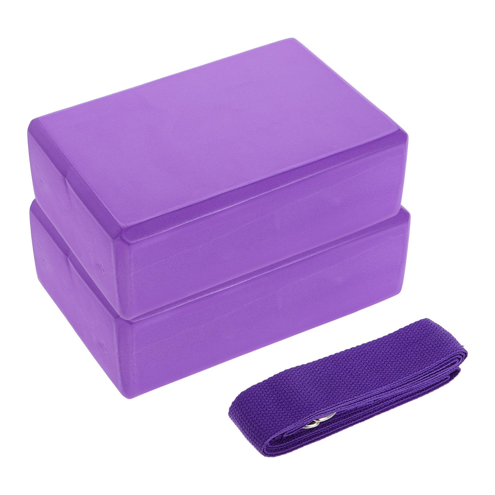 Blocchi Yoga in Eva Impugnatura Comoda Set 3 con Fascia per Stretching e Pilates e Facile da Trasportare per Sessioni in Palestra e Hot Yoga
