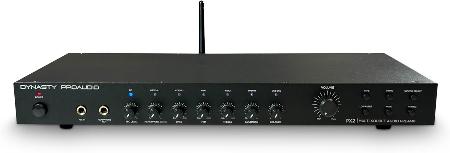 Front view of Dynasty ProAudio PX2 Preamplivligere