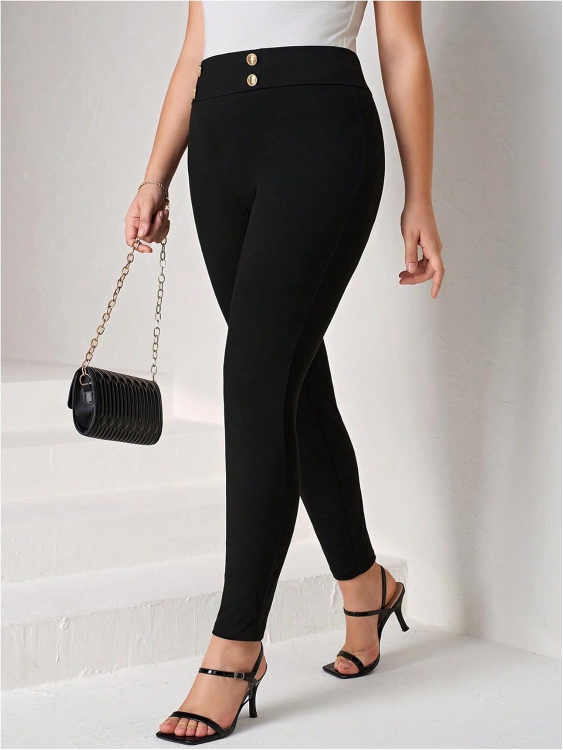 SOLY HUX Women's Plus Size High Waisted Skinny Work Pants Business Casual Leggings Dress Pants - Image 3