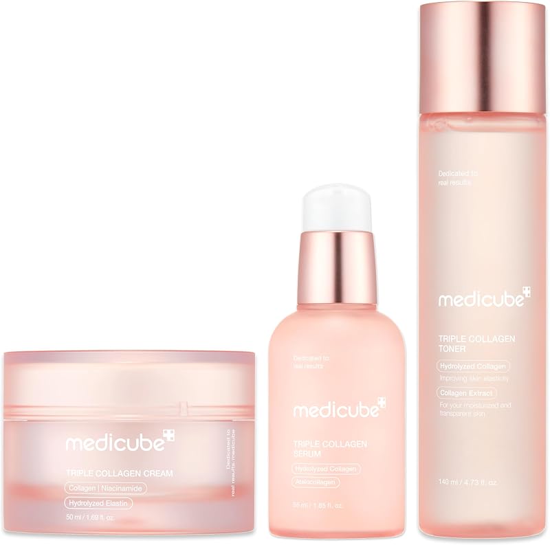 Triple Collagen Bounce Trio - Triple Collagen Toner, Serum & Cream | Ultimate Skincare Set for Hydration, Elasticity & Plump-Looking Skin, Korean Skincare, Skincare Set, GIfts for Women