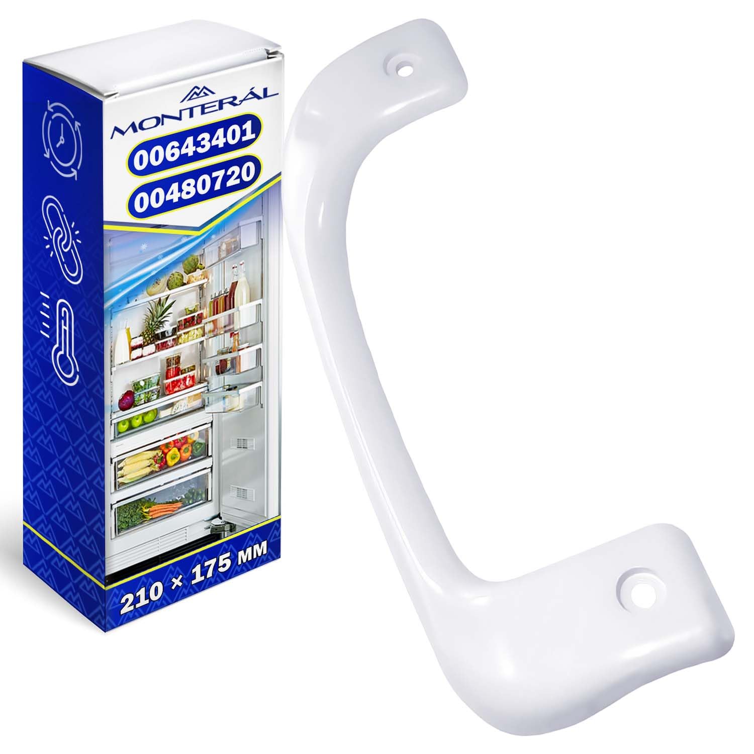 Porte De Congélateur Avec Joint Et Poignée - Compatible Bosch Neff Siemens 00299580 - Blanc