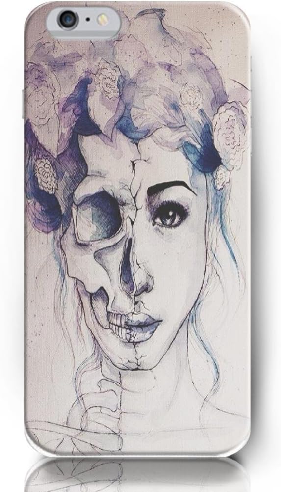 Flower Girl Skull Sketch - iPhone 6 - hard snap on plastic case - Inspirational and motivational life quotes