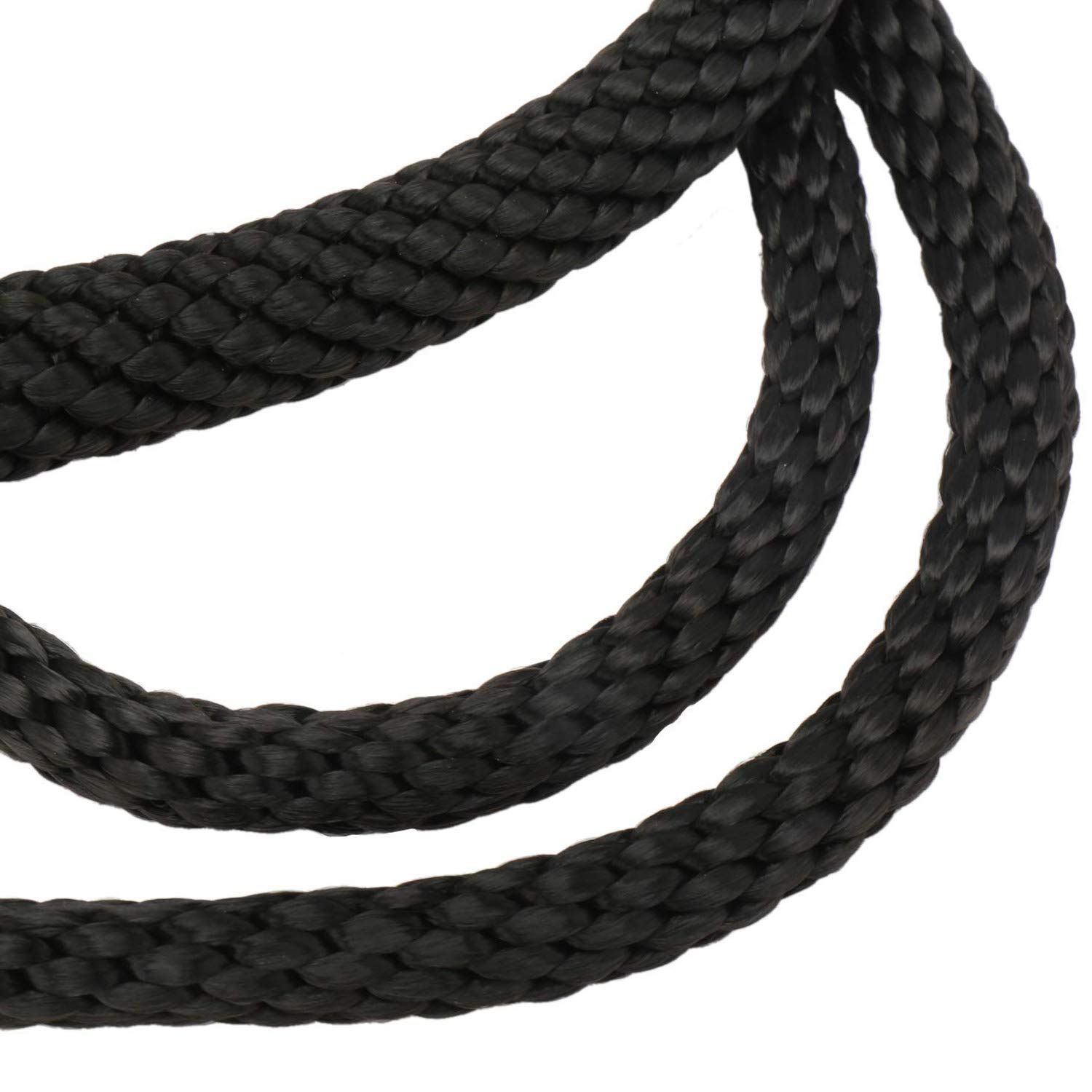 NovelBee Ligne d'ancrage multifonction tressée solide de qualité supérieure, meilleure corde en polypropylène avec dé à coudre en acier inoxydable 1/2" x 50', noir