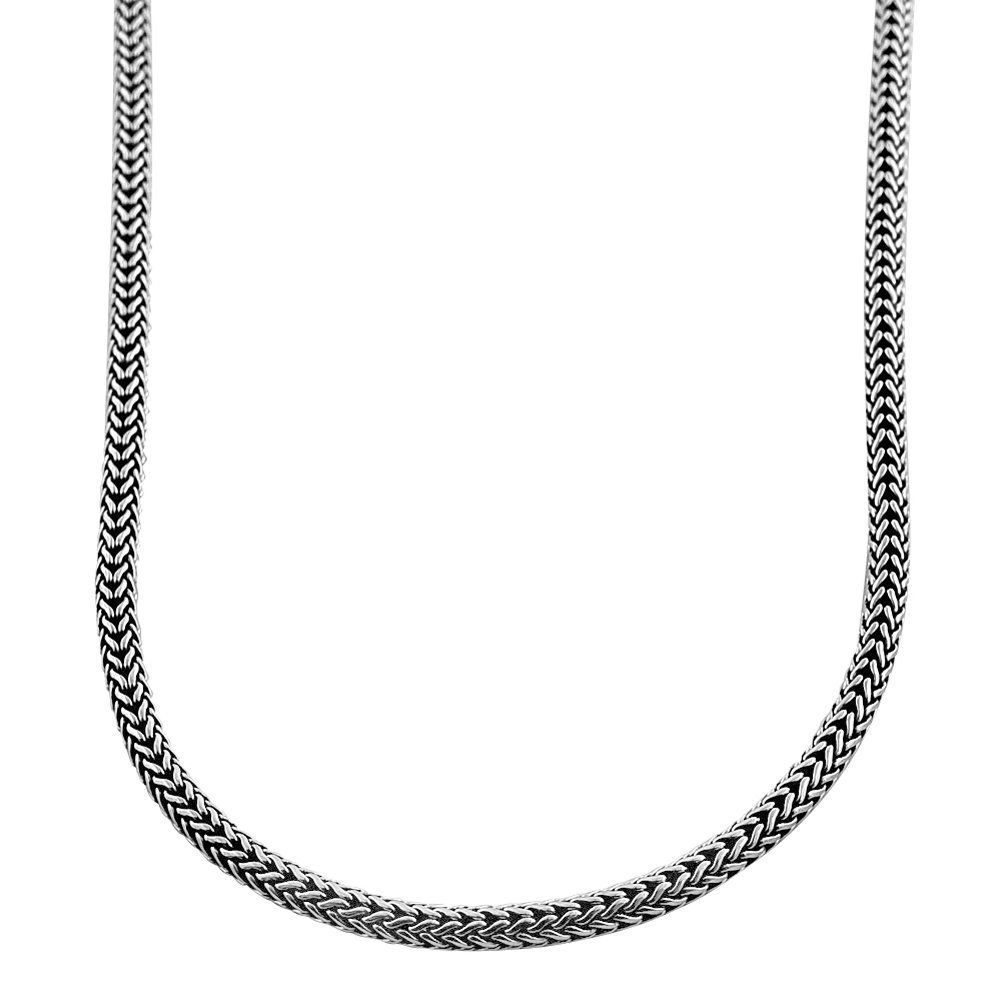 Kooljewelry Oxidized Silver 4 mm Round Wheat Bali Chain Necklace (16, 18, 20, 22, 24 or 30 inch)