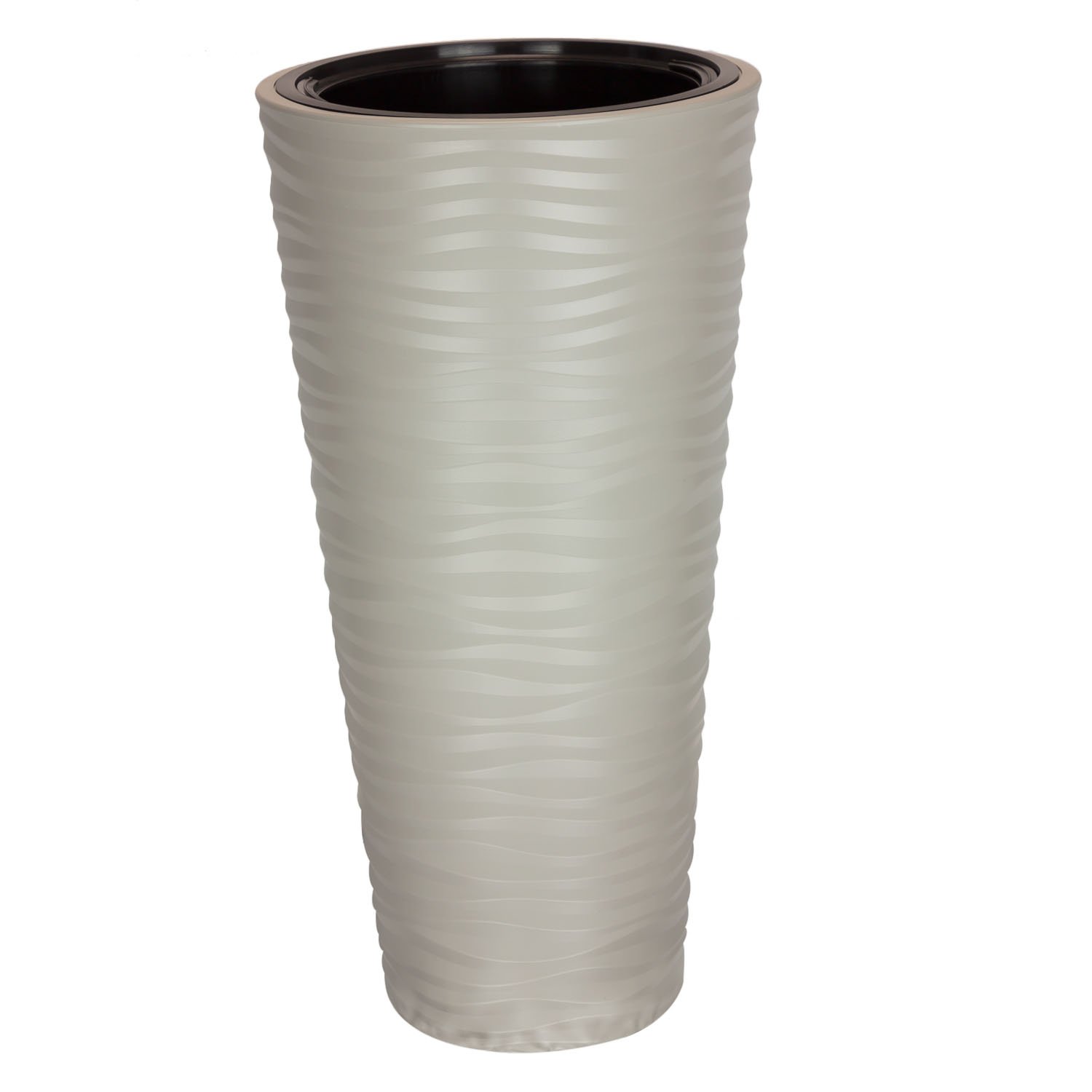 Vaso per piante Sahara in plastica con sottovaso 14x15x15 cm tortora