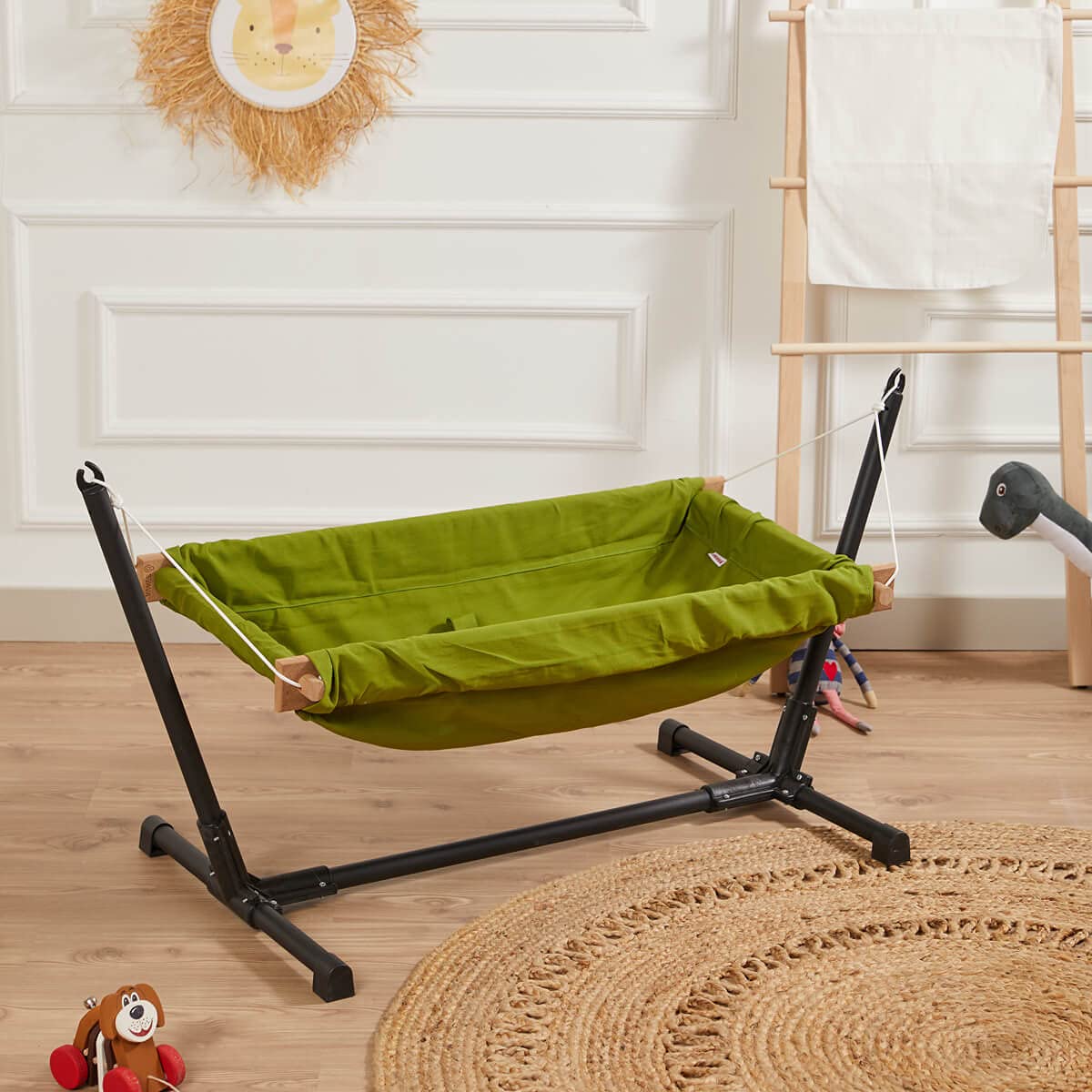 Hamac pour bébé en bois avec support 100 % coton Cribs de voyage