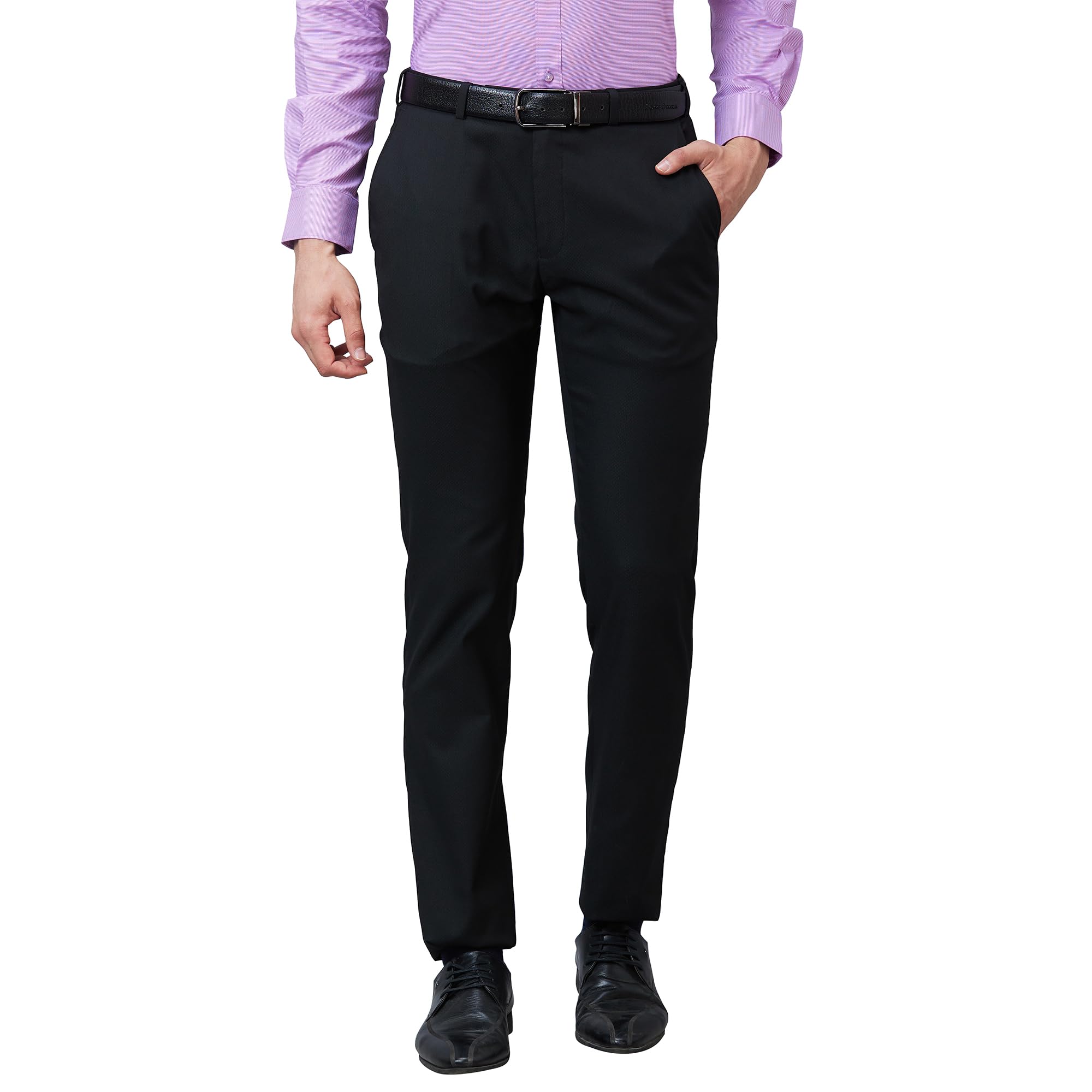 raymond Men's Slim Fit Mid Rise Poly Viscose Blend Solid Pattern Flat Front Formal Trouser-picture-19