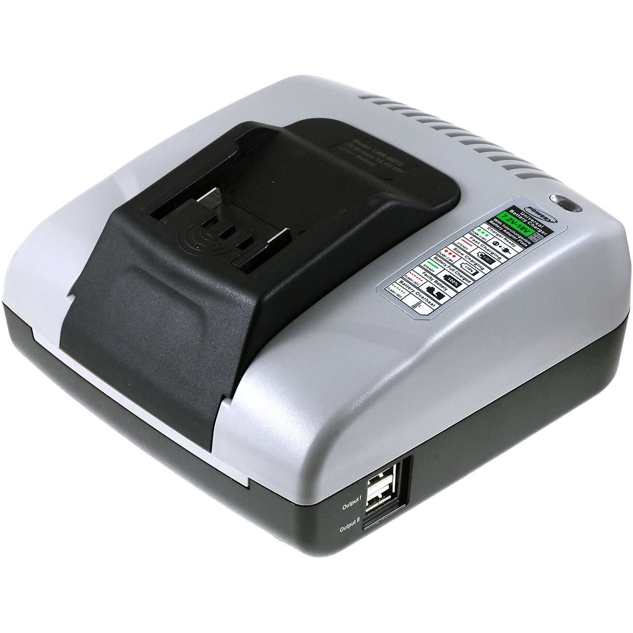 Powery Cargador de batería con USB para Lijadora de Banda Metabo BF 18 LTX 90
