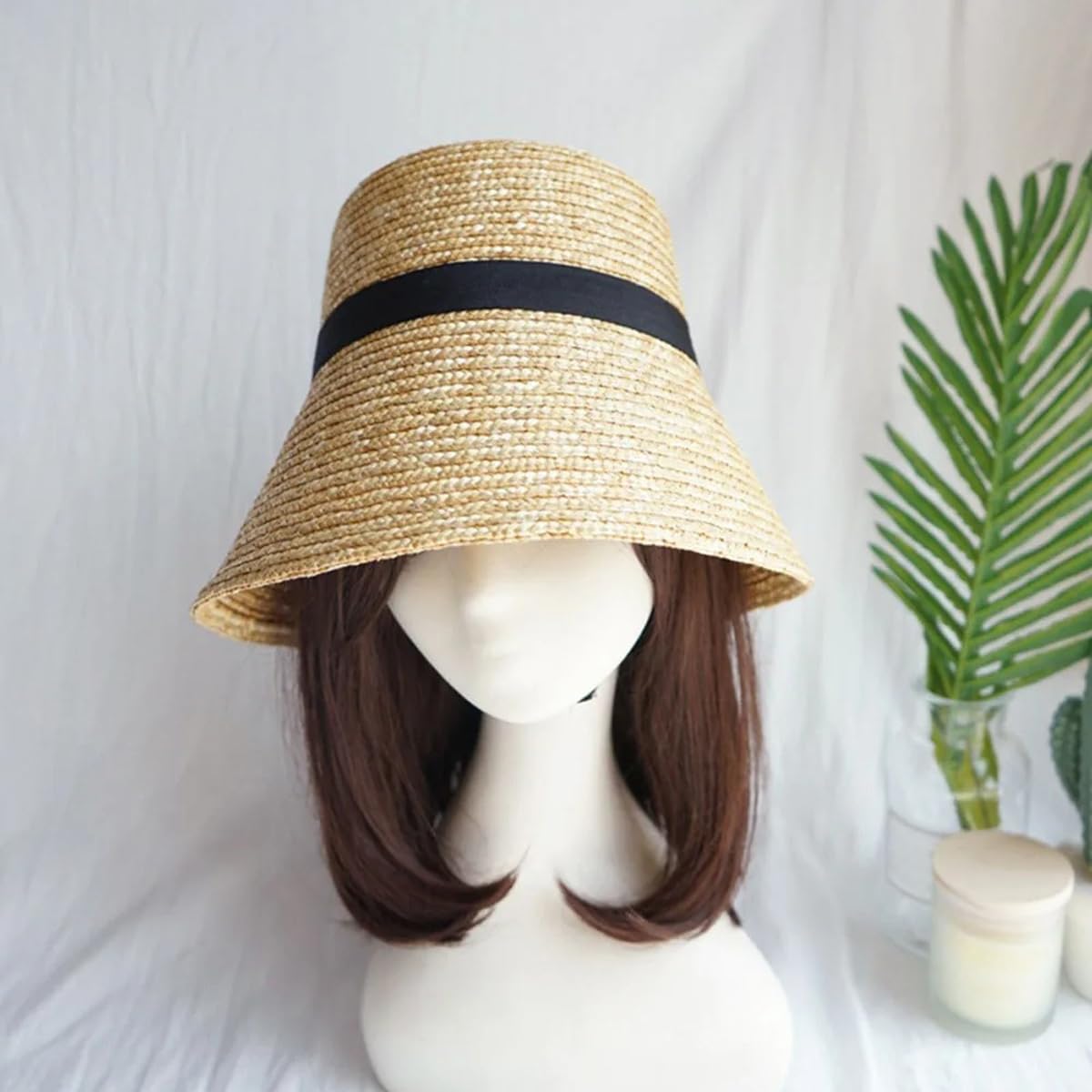 Sombrero de protección solar de ala ancha, sombreros de paja de verano para mujeres para exteriores