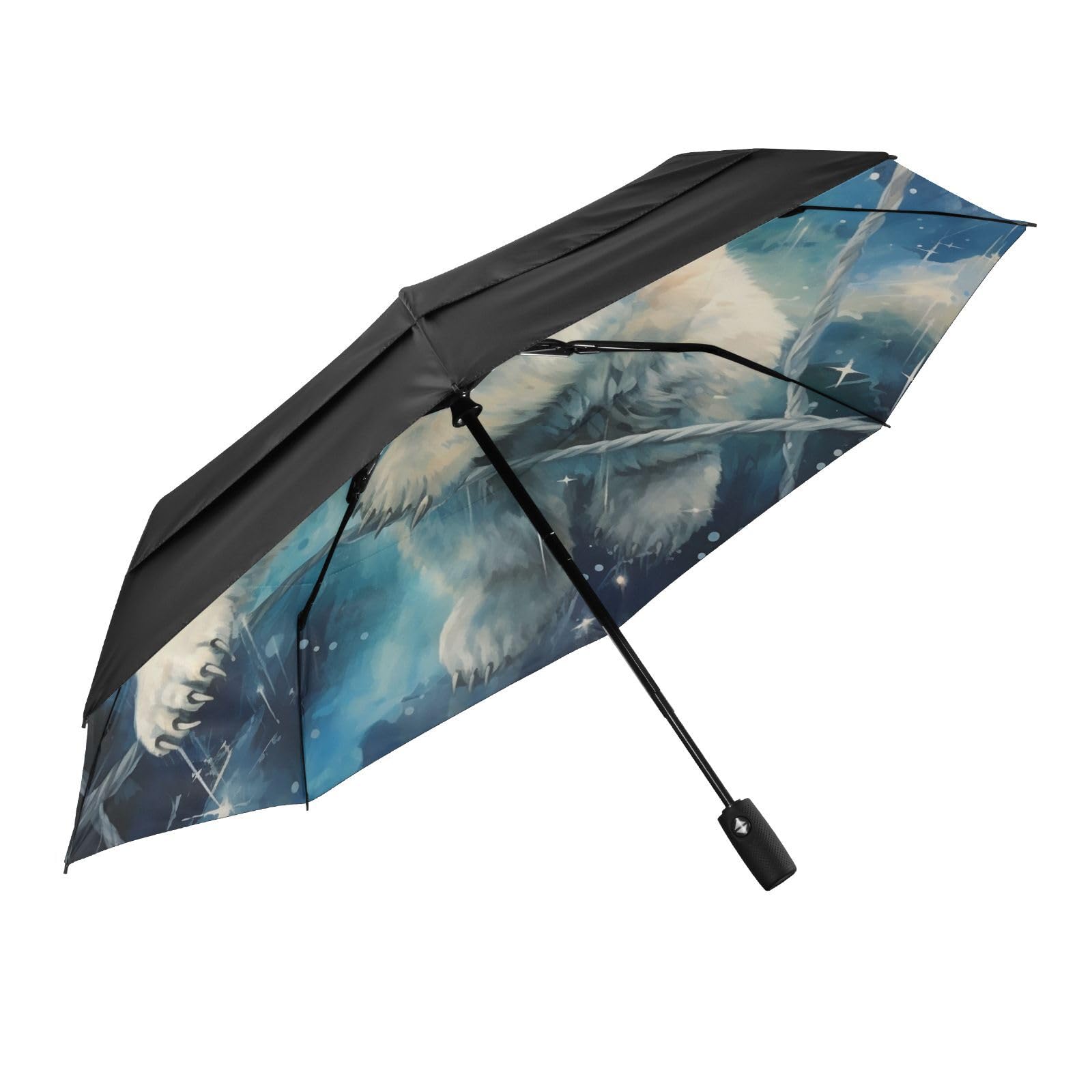 Oso Polar De Nieve Azul Paraguas de Viaje Resistente al Viento Apertura Cierre AutomáTicos,Compacto con ProteccióN Solar UPF 50+ Ideal para JóVenes Chicas