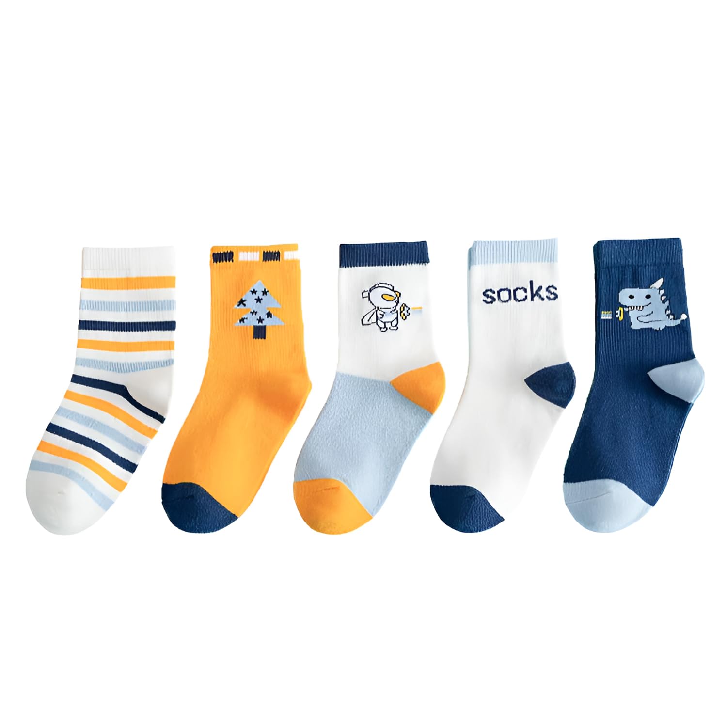 SYGA 5 Pairs Baby Girl & Baby Boy Socks, Toddlers Infant Cotton Stretch Crew Socks with Theme Design, Suitable for 2-5 Years baby