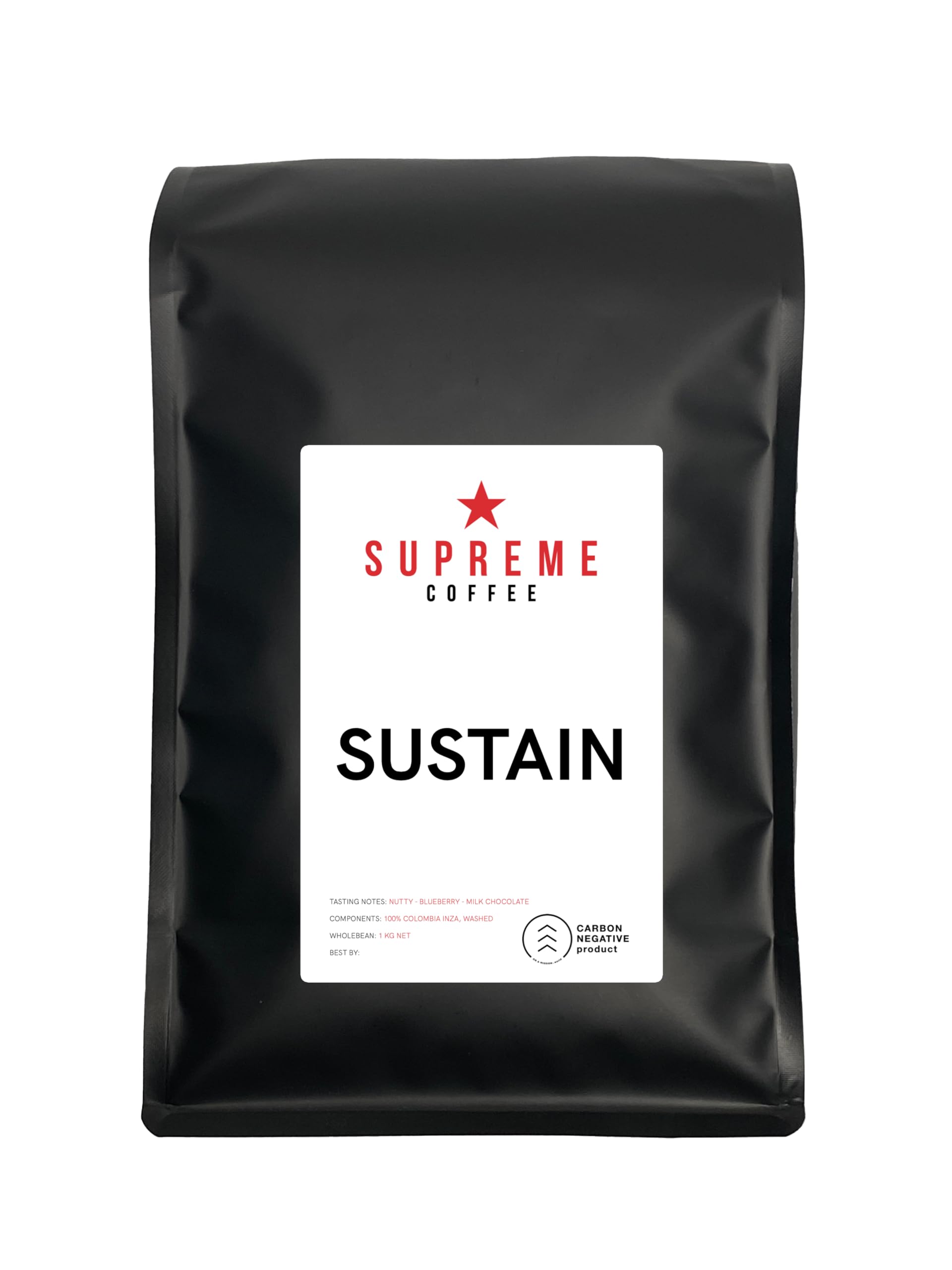 SUSTAIN by SUPREME COFFEE | Bullet Proof Blend | 1Kg Wholebean Coffee | Medium Roast | Ethical & Carbon-Neutral | Fairtrade & Rainforest Alliance Coffee