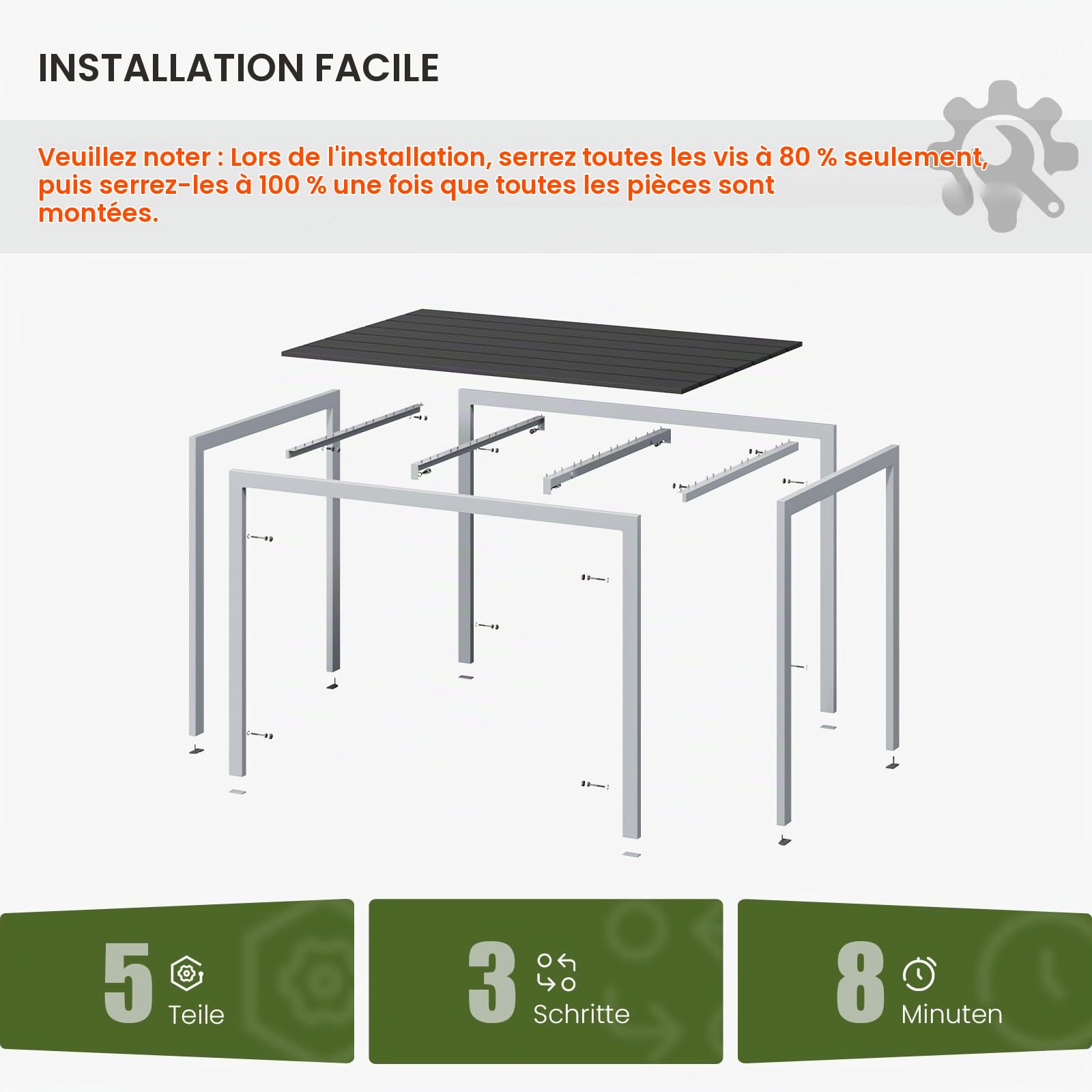 UDPATIO Table à Manger Extérieur 110x70 cm, Table de Jardin en WPC avec Cadre en Aluminium pour 4-6 Personnes, Table de Terrasse Résistante aux Intempéries, Effet Bois Élégant, Argenté + Gris Foncé