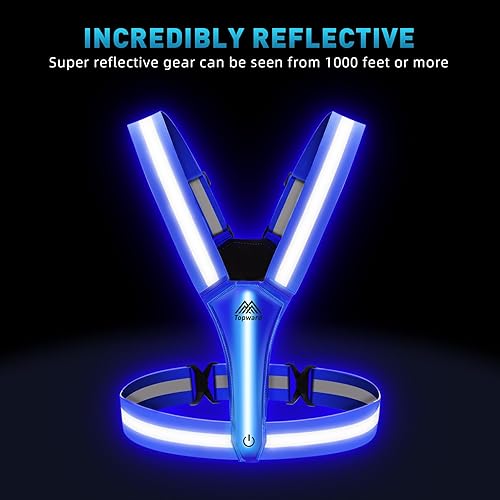 Vista 10 de Chaleco reflectante LED de seguridad, chaleco iluminado para caminar por la noche, ciclismo, chaleco de alta visibilidad para correr con tiras