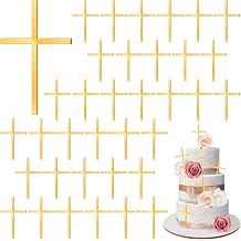 36pcs Baptism Cake Toppers Acrylic Cross Cupcake Toppers Gold Crossing Cake Charm for Baby Shower Birthday Wedding Party Christian Decorations