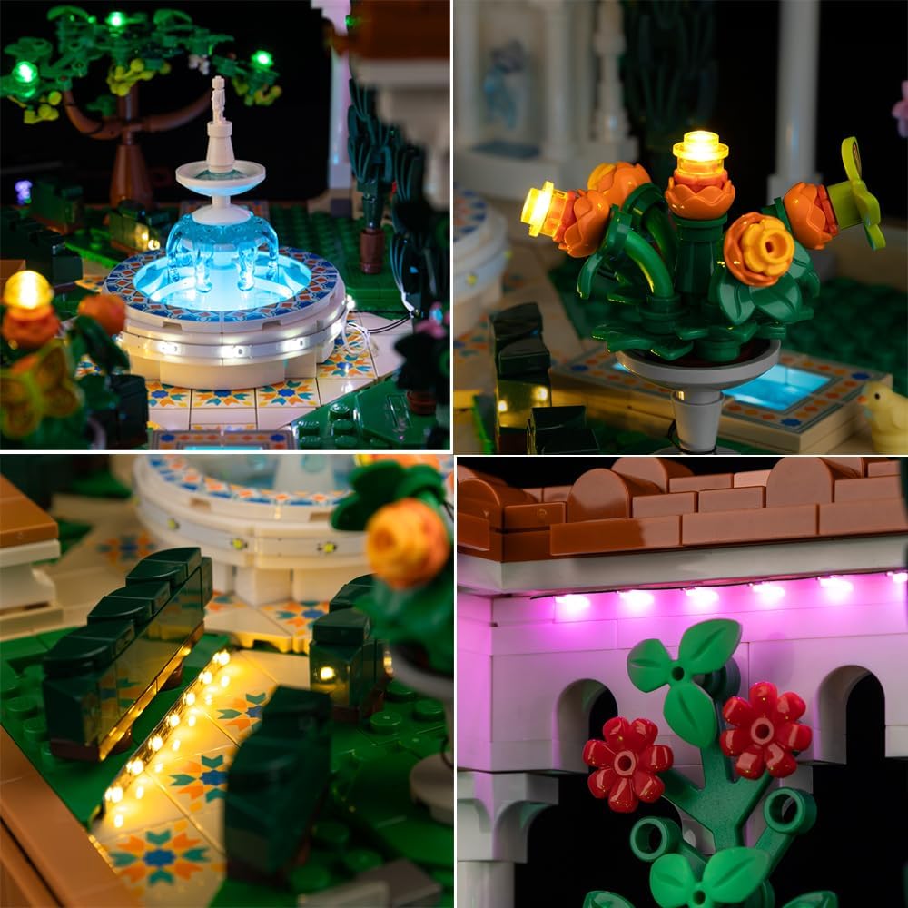 T-Club LED Light Kit for(Fountain Garden), Lighting Kit Compatible with Lego 10359 (Only Led Light, Building Block Model not Included) (RC Version)