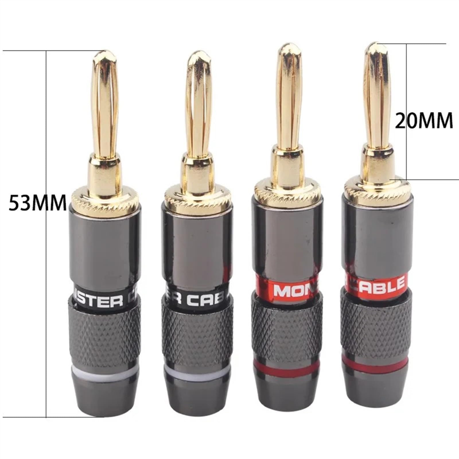 10 sztuk pozłacanych 24 K wtyków bananowych 4 mm z nakrętką do gniazda audio, wtyczka głośnikowa Gun Metal (5 Red 5 Black)