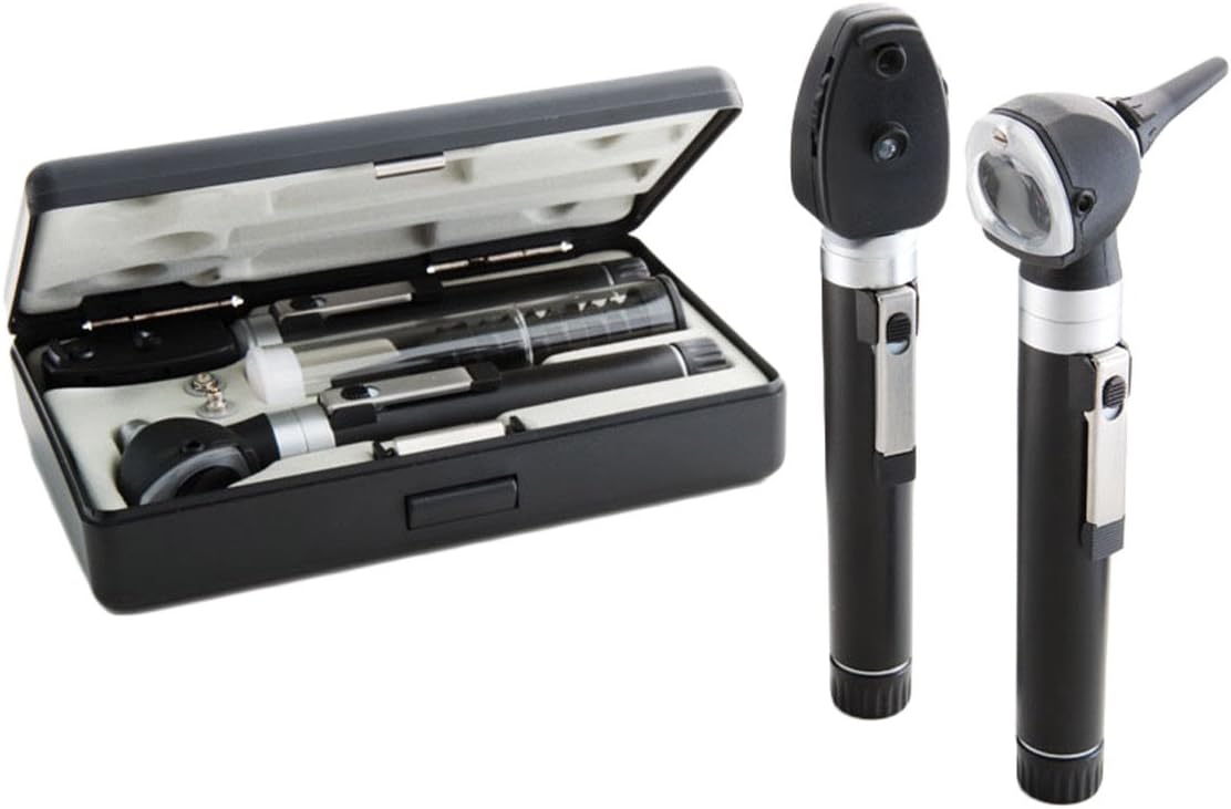 ADC Otoscope/Ophthalmoscope Diagnostic Set, Pocket Size, Xenon Lamp, 2.5V, Hard Case, Diagnostix 5110N, Black