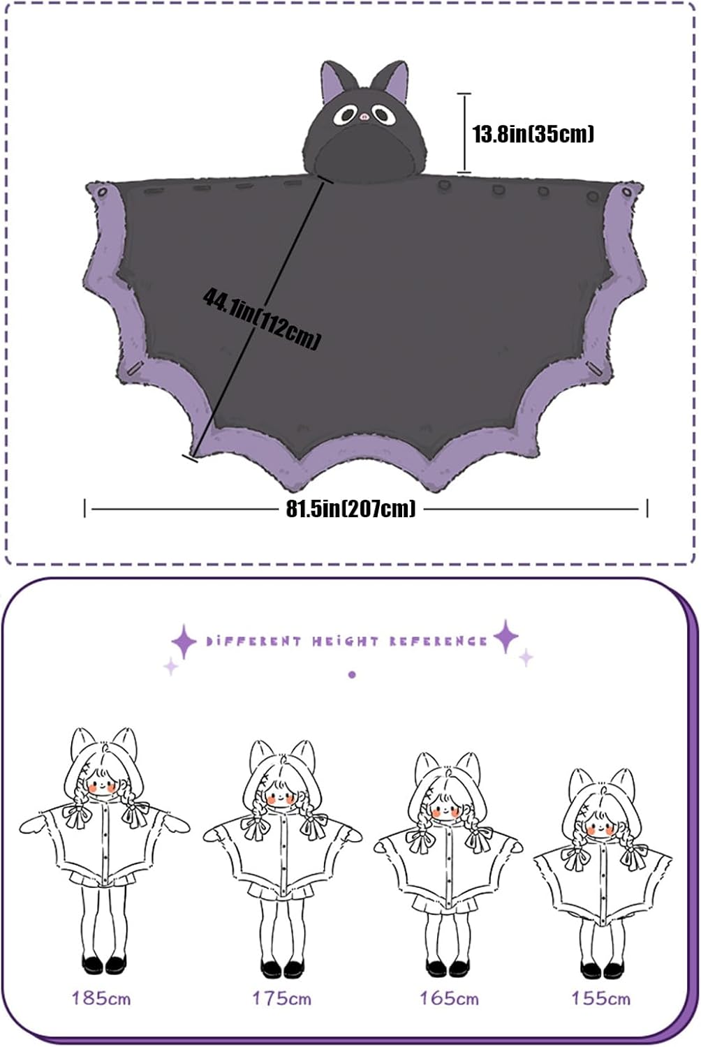 Cute Bat Blanket Hoodie, Wearable Bat Blanket Adult for Halloween Cosplay, Soft Hooded Bat Cape for Women - Image 6