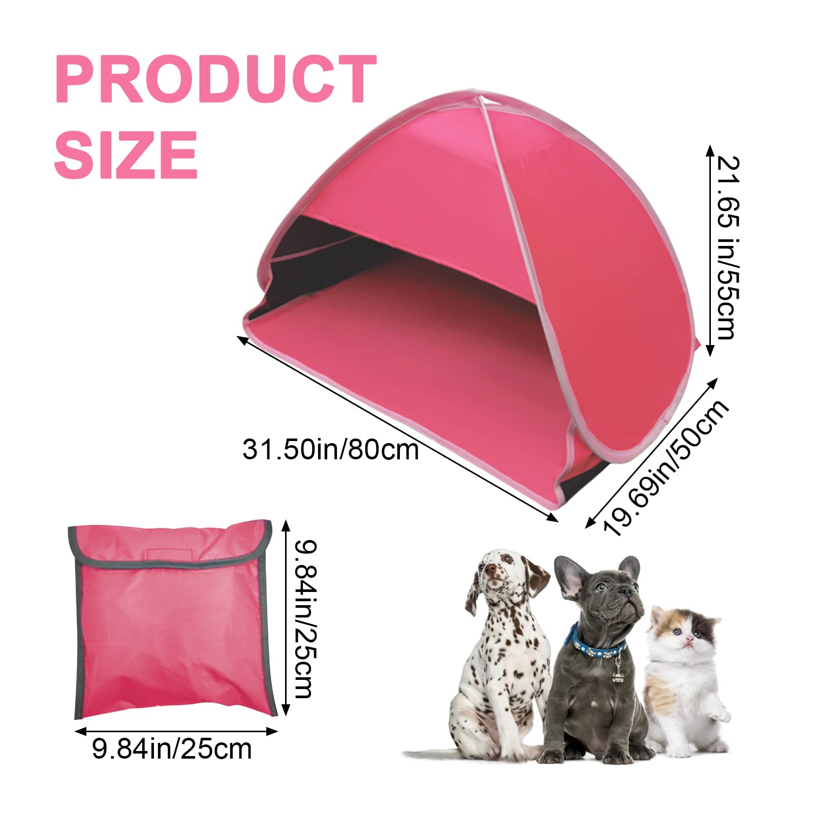 Mini tente d'abri de tête, 1 lot de tente de plage pliable et anti-UV, pour animaux domestiques, plage, camping, pique-nique, plage, rose, taille L