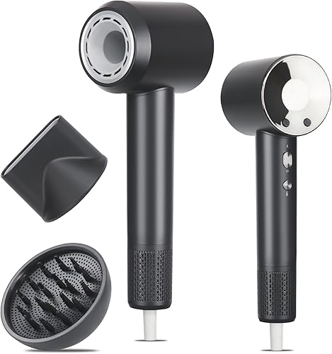 Secador de pelo, secador de pelo iónico de alta velocidad de bajo ruido con motor sin escobillas para un secado rápido, secador de pelo negro