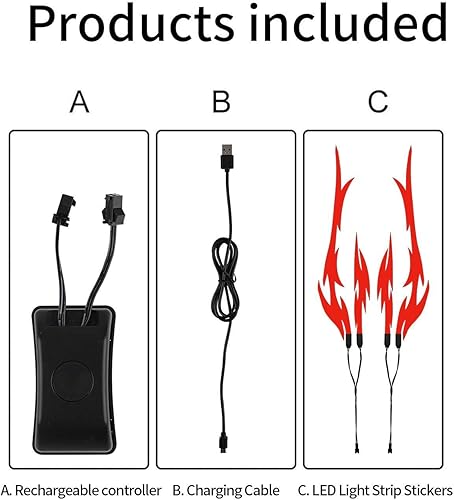 Miniatura 5 de JIGUOOR Luz única recargable con forma de llama para casco de motocicleta, kit de señal para conducción nocturna, tira decorativa LED de 3 modos