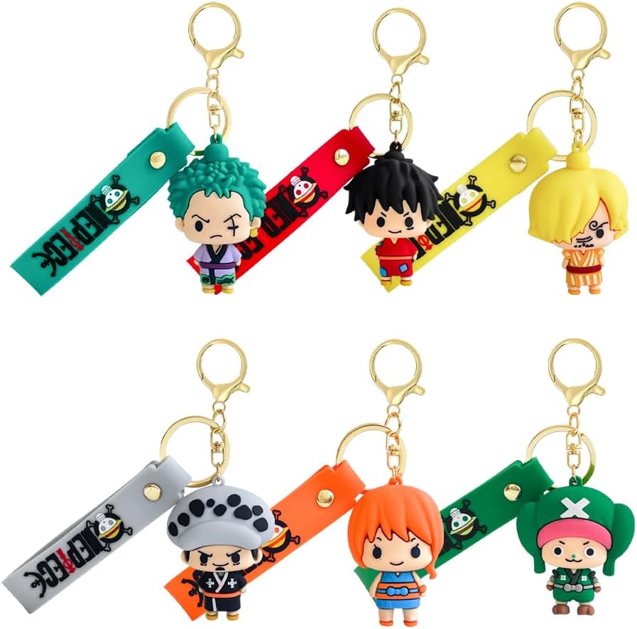 ACZHHZC OP Anime Cartoon Keychains, Cute Mini Figure Keychains, Fun Backpack Keyring Accessories Gifts for Men