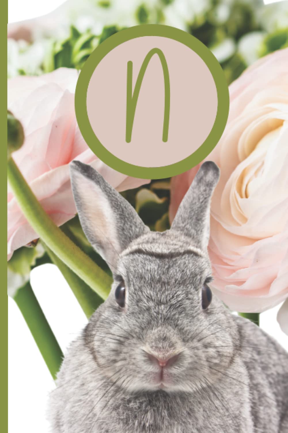 N: Monogram Initial N Notebook: Journal with Peony Roses for Rabbit (Bunny) and/or Coffee Lovers of all ages