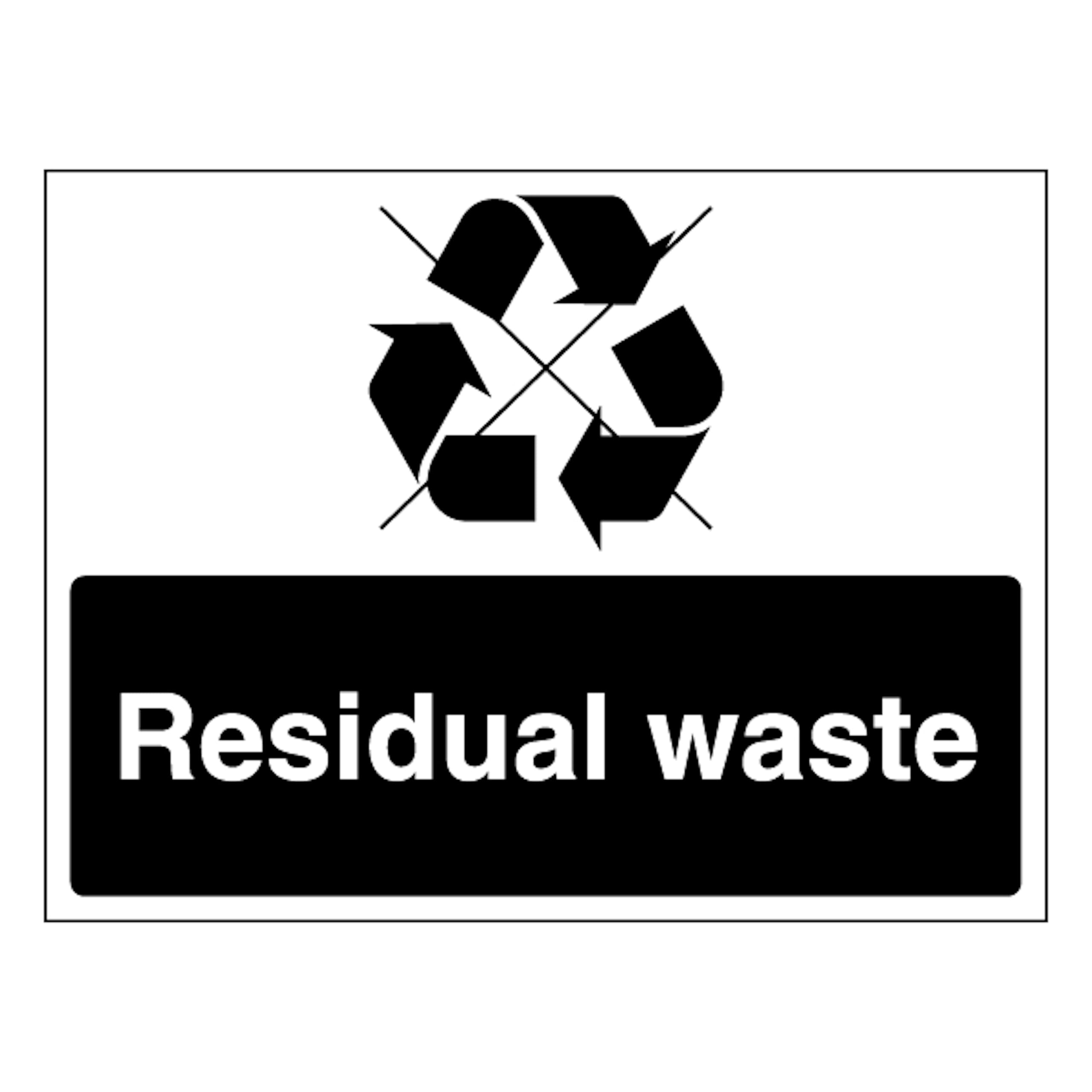Residual Waste - Waste Symbol - Landscape 200 x 150 mm - 3mm Aluminium Composite